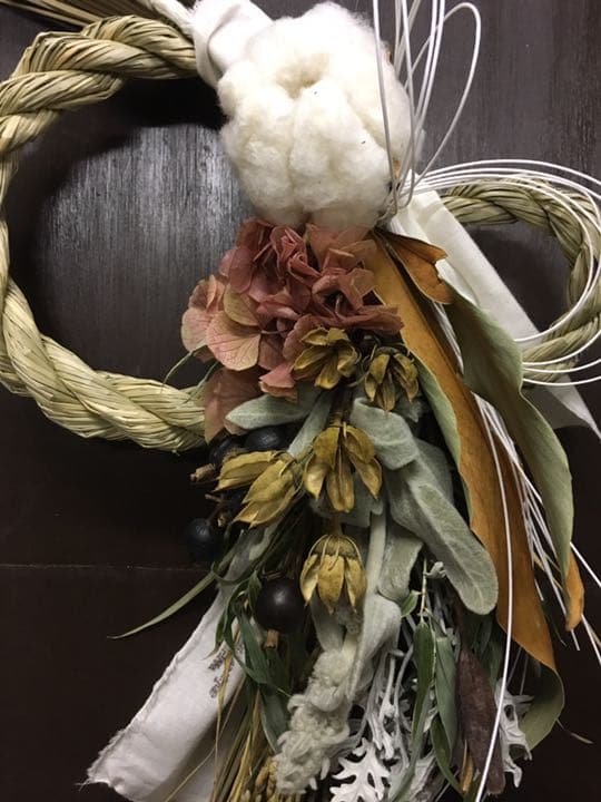 38.しめ縄 正月飾り 注連縄 クリスマス リース ドライフラワー プリザーブド