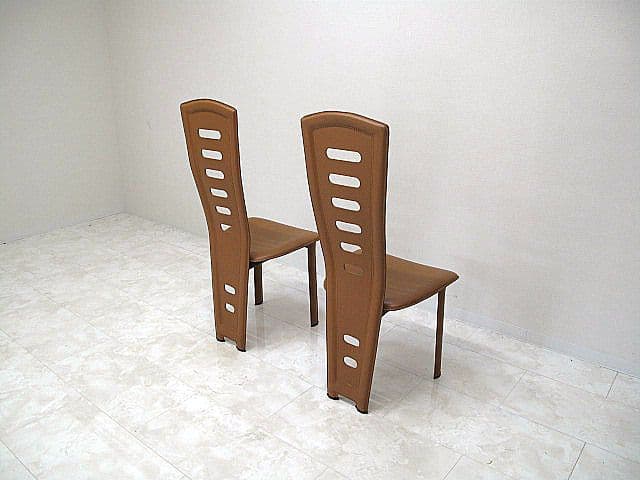 IDC大塚家具 総本革ダイニングチェア 2脚セット　　ハイバックチェア