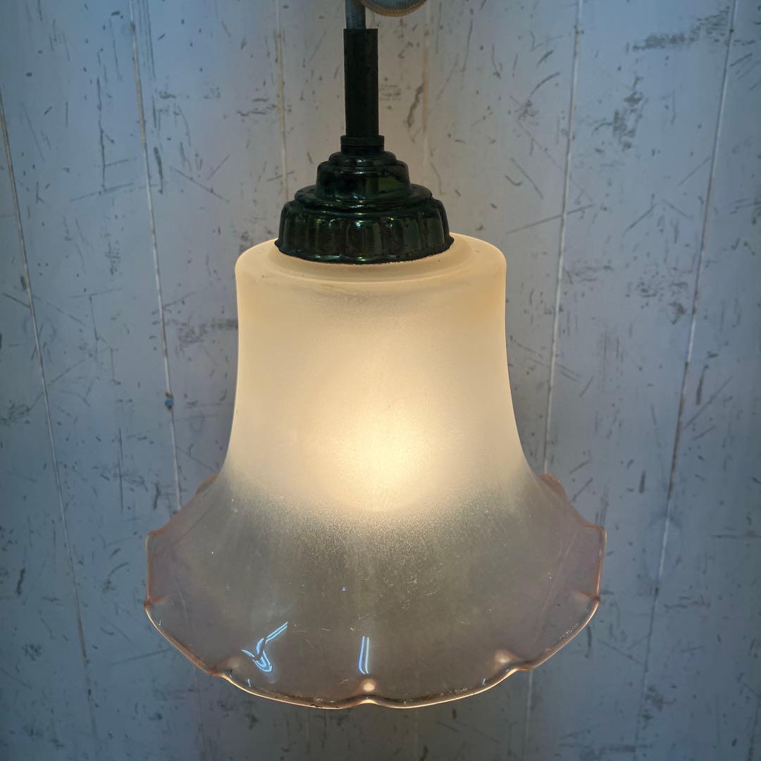 D-2 ⑪ 昭和レトロ フリル型 ガラスシェード ペンダントライト シーリング