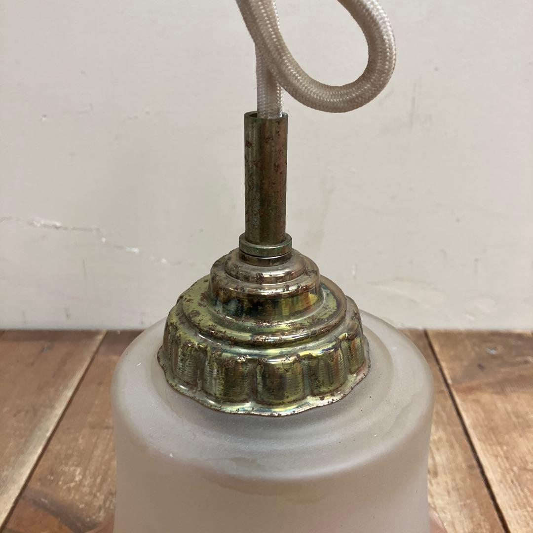 D-2 ⑪ 昭和レトロ フリル型 ガラスシェード ペンダントライト シーリング