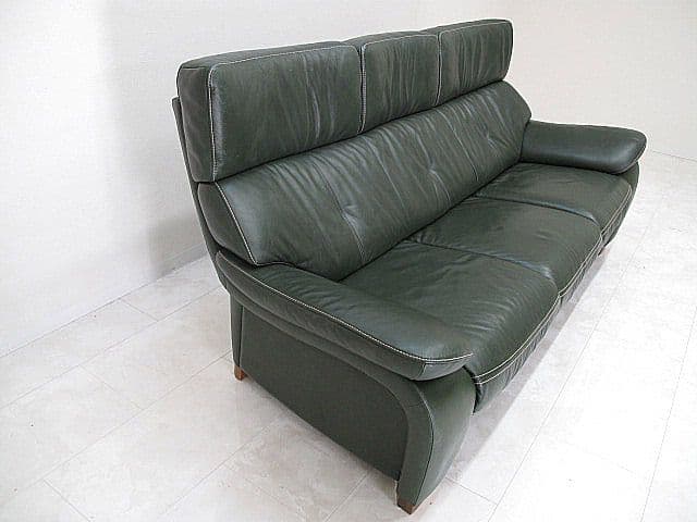 【展示品】 カリモク 「ZW7303」本革3人掛ソファ　3Pソファ　約36.3万