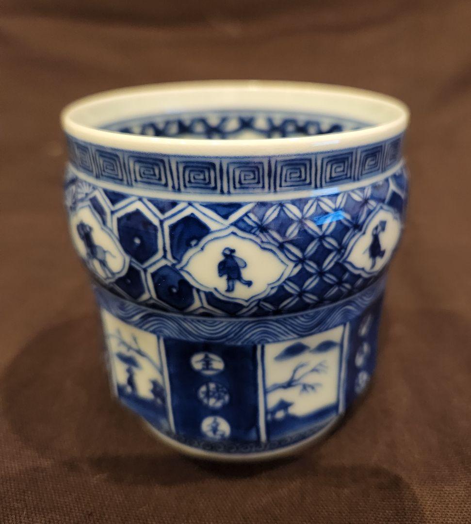 景徳鎮 王懐英 造 作 五良大甫呉祥瑞造在銘 祥瑞丸腰鎬茶碗 共箱 茶道具