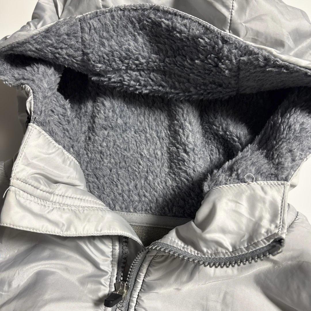 美品 BabolaT バボラ ボアフリース ナイロン パーカー グレー L 防寒