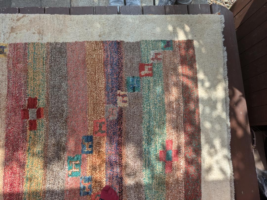 356　ギャッベ 絨毯　170×245㎝ 厚み約２㎝　ウール100％　ギャベ