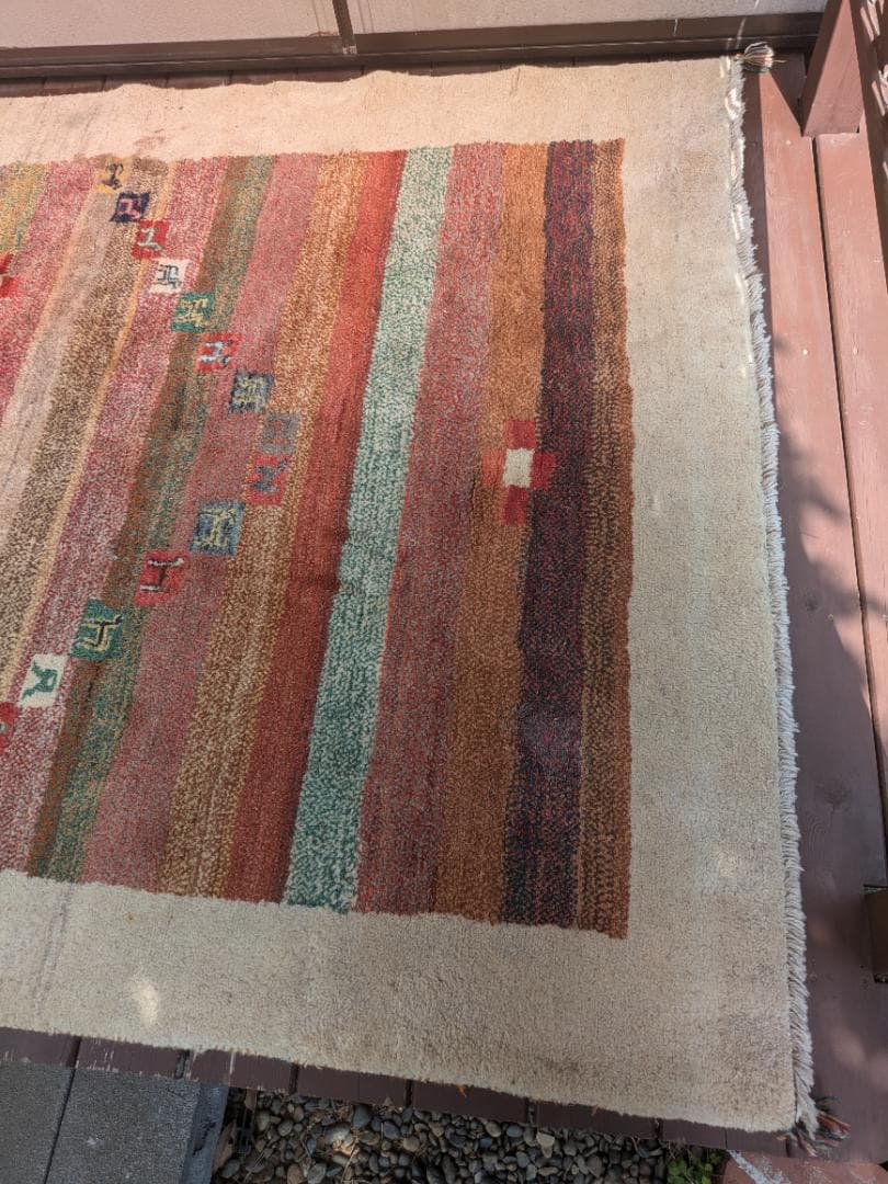 356　ギャッベ 絨毯　170×245㎝ 厚み約２㎝　ウール100％　ギャベ