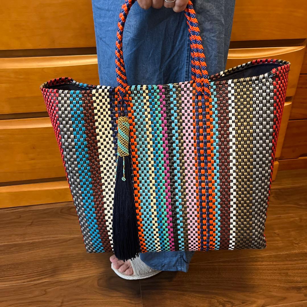 【即購入可能 新品】　メルカドバッグ　メキシコ　オアハカ産　Mサイズ　カゴバッグ