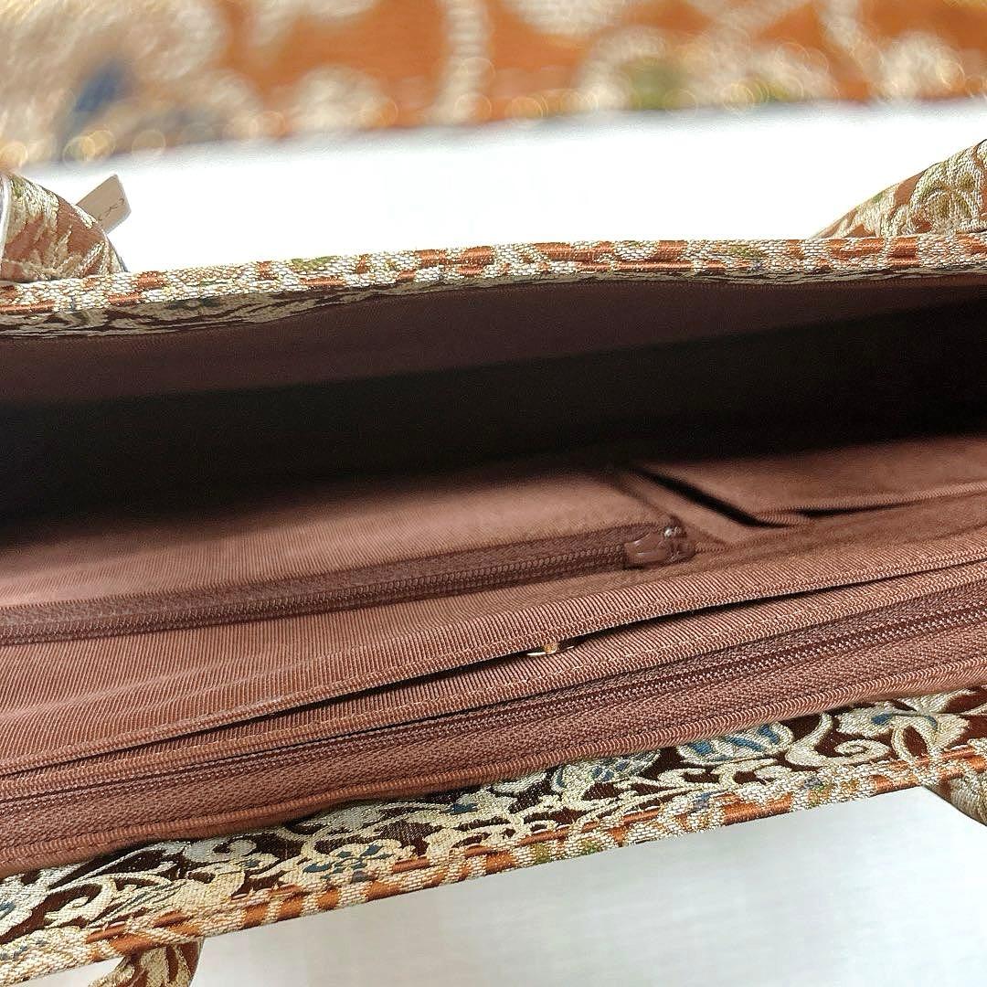 川島織物 和装バッグ Wファスナーバッグ(大) 瑞鳥唐草 絹 シルク 未使用