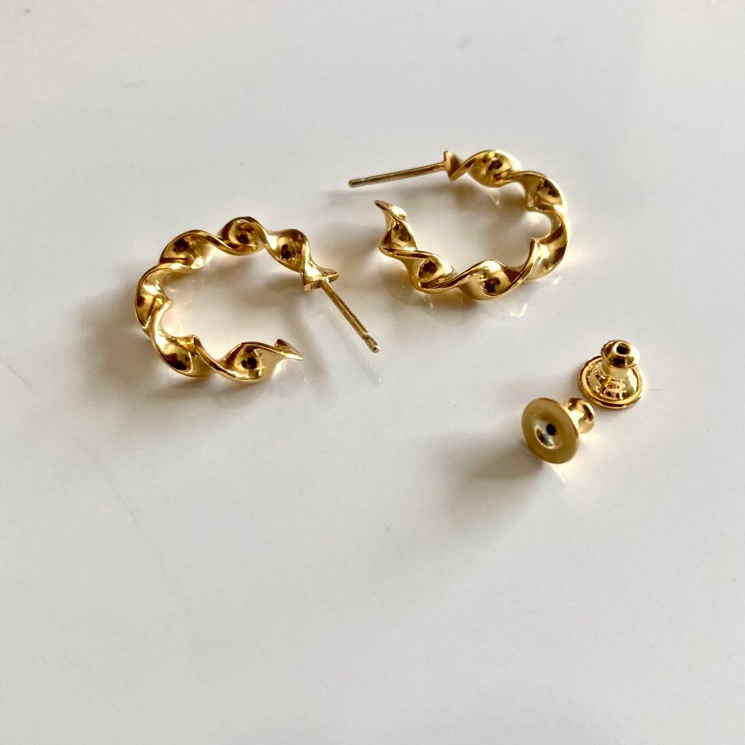 特別価格ゴールド　18k シルバー925 両耳　ピアス　18mm BWL