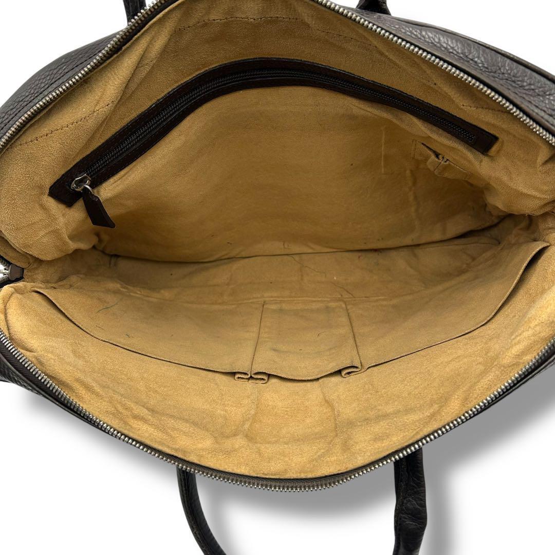 美品 dunhill 2way ビジネスバッグ シボ革 ダークブラウン
