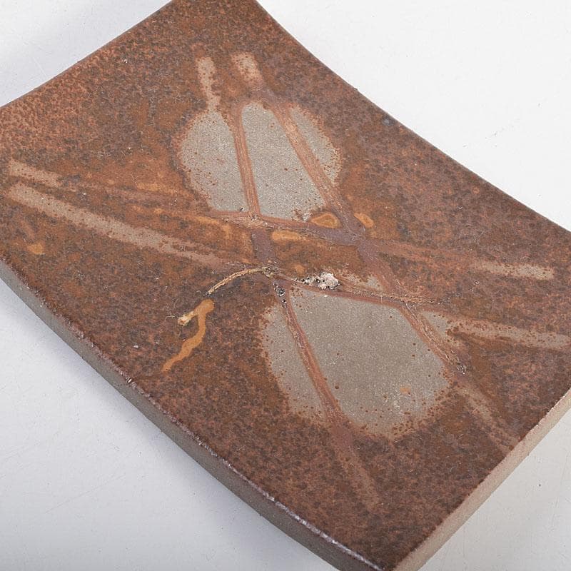 和食器　備前焼　石野充信造　銘々皿　五客　共布共箱　V　R8847