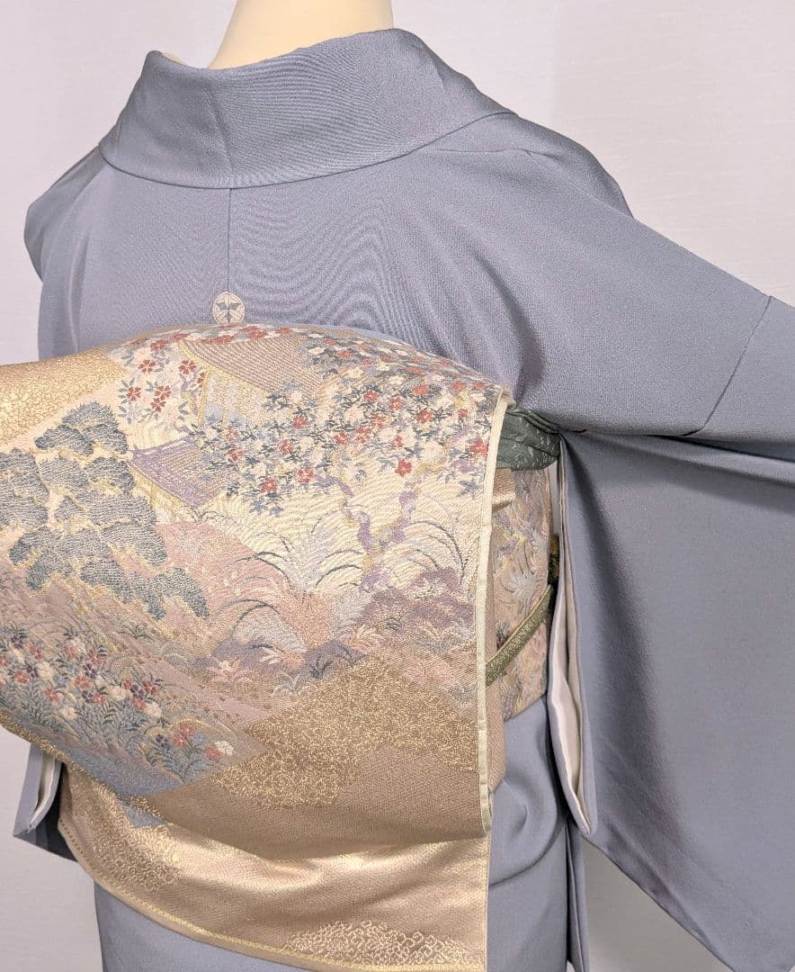 jimina北島　未使用裾模様訪問着　一つ紋入り２点セット袋帯【変更あり】