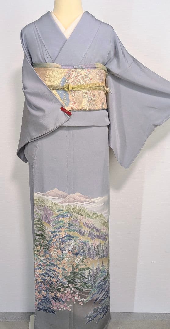 jimina北島　未使用裾模様訪問着　一つ紋入り２点セット袋帯【変更あり】
