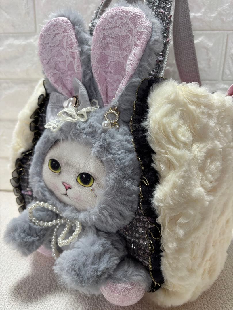 黒*こ様 コヤンイサムチョン　ハンドメイド　ファーバッグ　ギムくん　グレーうさぎ