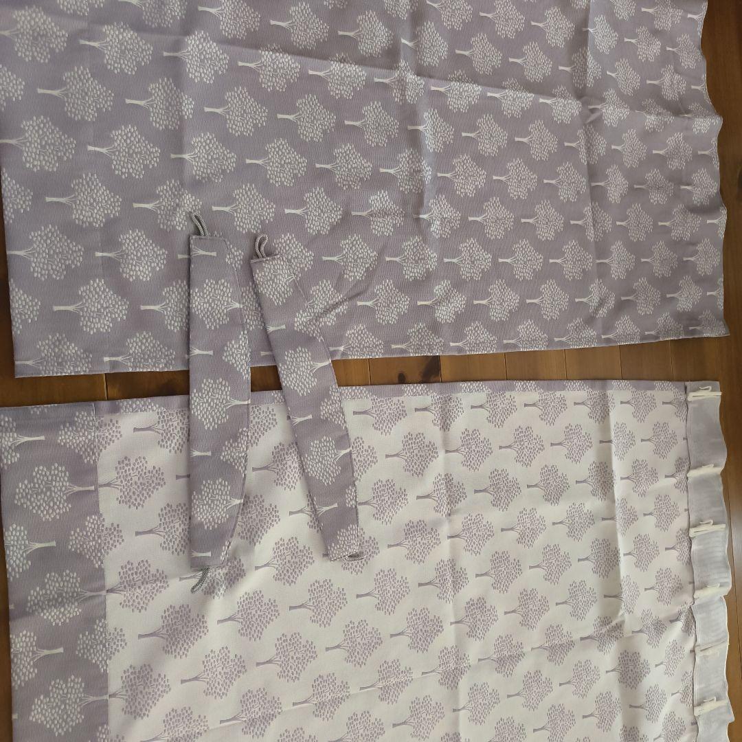 モモナチュラル　オーダーフラットカーテン 2枚セット　北欧柄