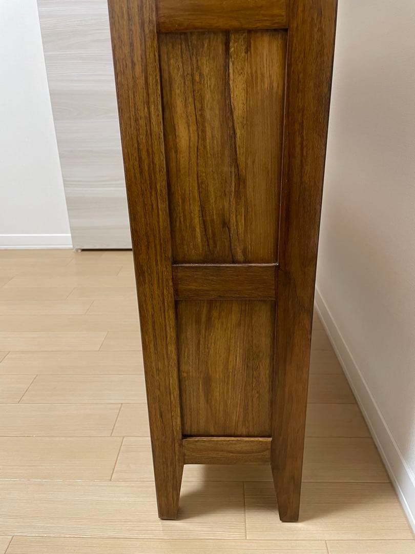 チーク無垢材 本棚 スリム 天然木 総無垢材 薄型 木製 シンプル