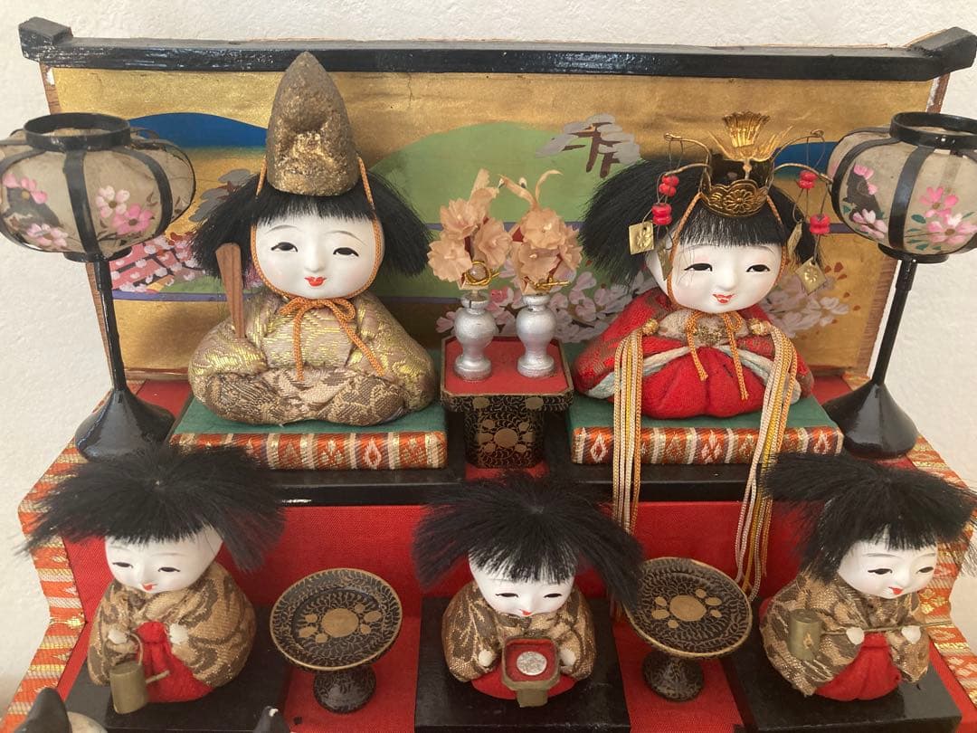 木目込み雛人形　五段飾り　豆雛　15人揃い