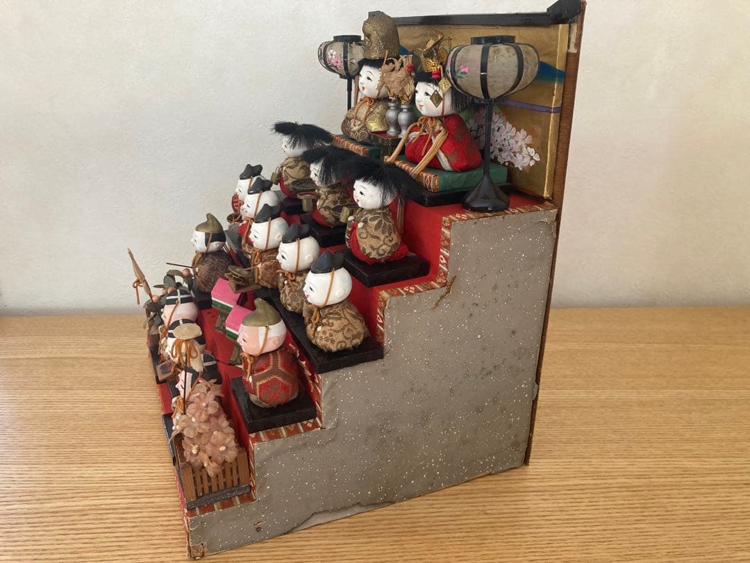 木目込み雛人形　五段飾り　豆雛　15人揃い