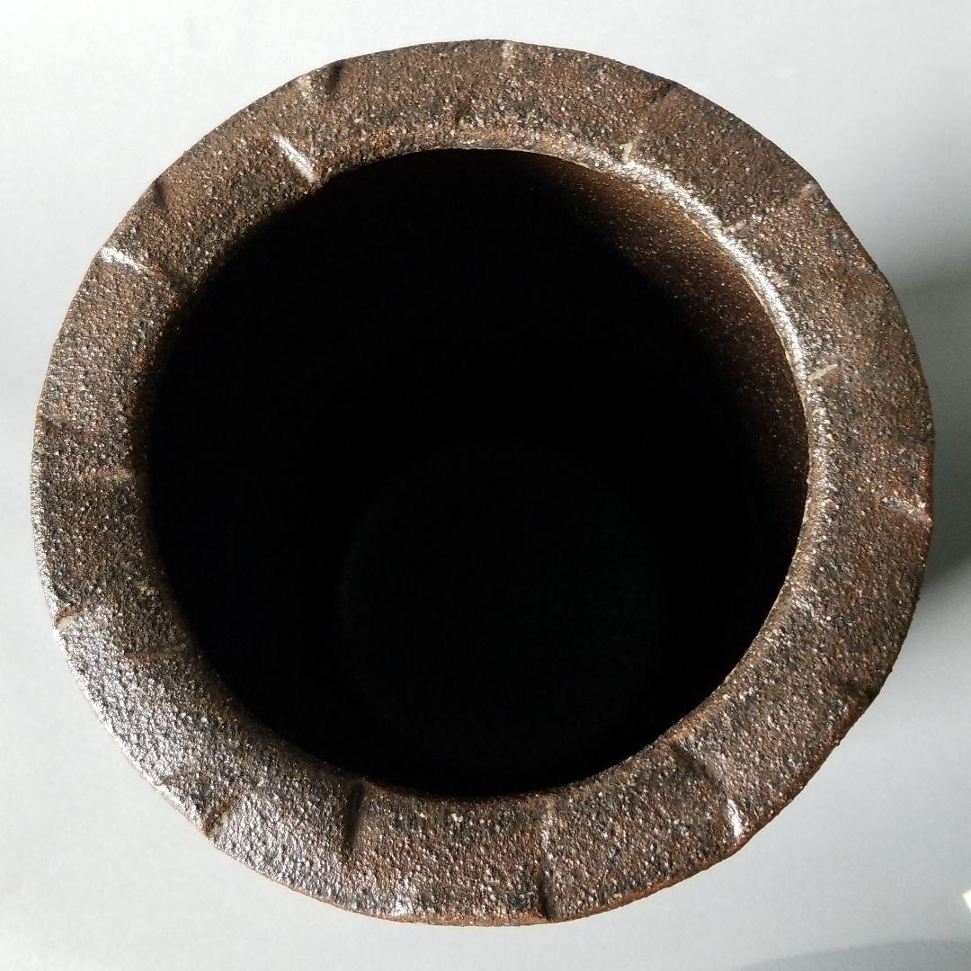 信楽焼傘立て  古窯変クシ目 高さ４３cm