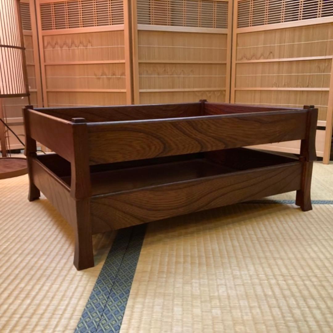 衣装盆 乱れ箱 脱衣籠 2段 棚 ラック 木製 櫓 脚付き 旅館 和風 レトロ