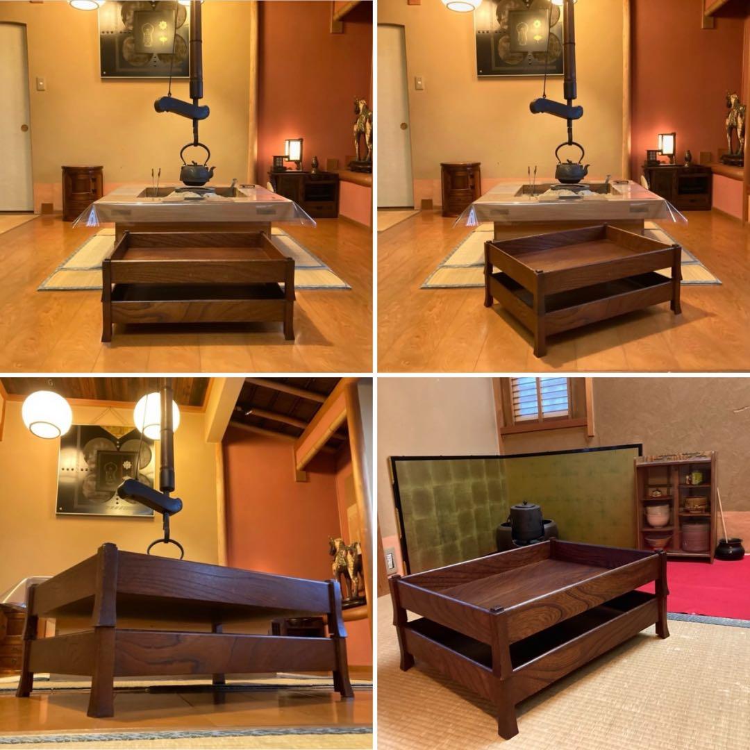 衣装盆 乱れ箱 脱衣籠 2段 棚 ラック 木製 櫓 脚付き 旅館 和風 レトロ