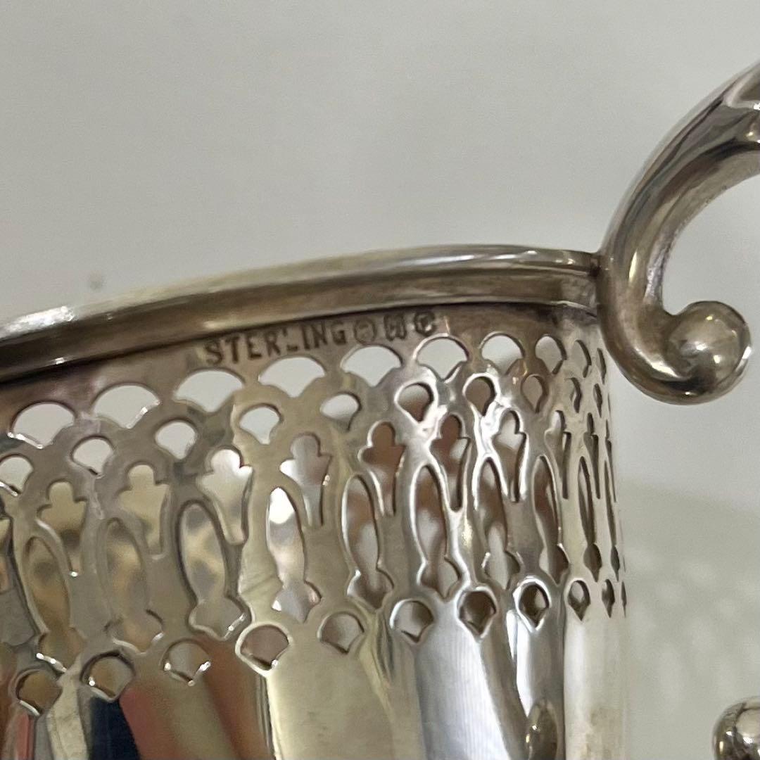 【アンティーク】透かし模様の銀製エッグスタンド