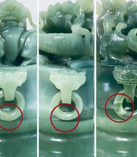 翡翠製獅子装飾置物 15cm