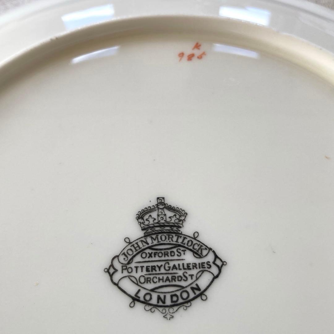 英国　John Mortlock 金彩　鳥文様　キャビネットプレート