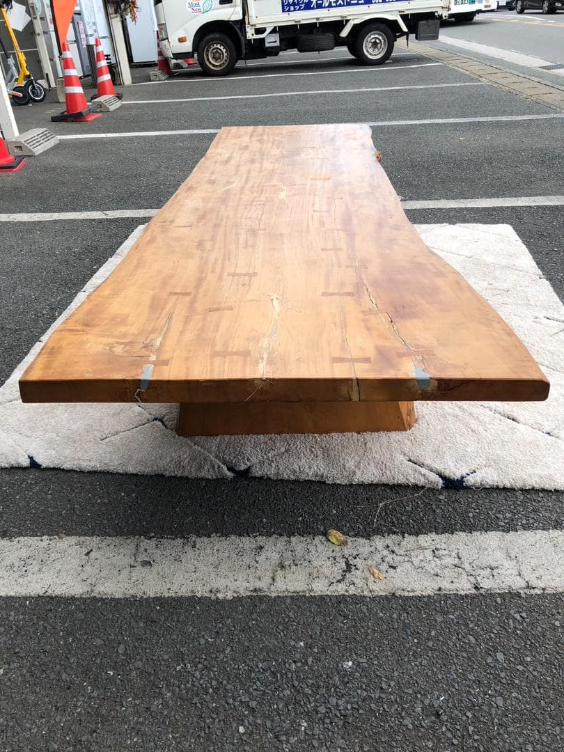 【福岡市限定】1枚板座卓 くさび打ち ローテーブル センターテーブル