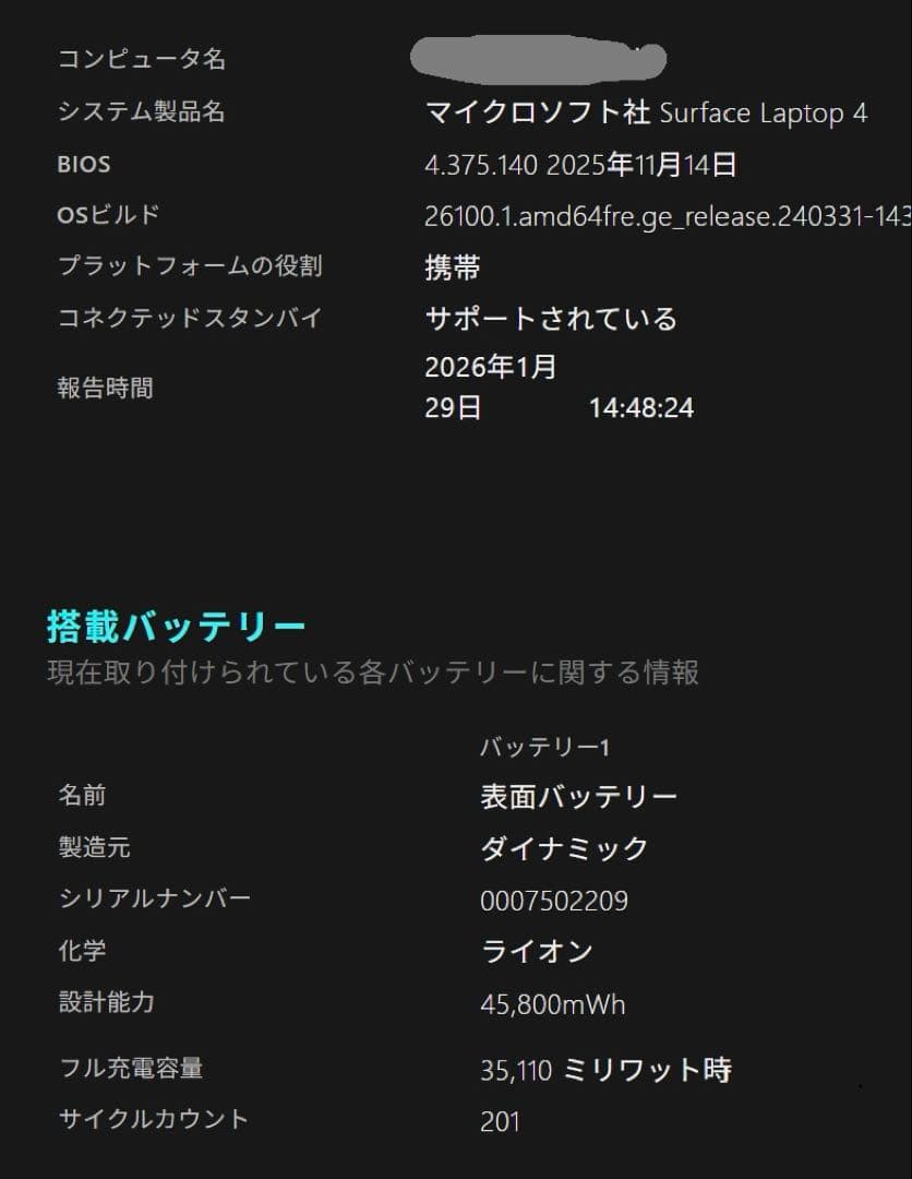 Windowsノート本体 Microsoft Surface Laptop4