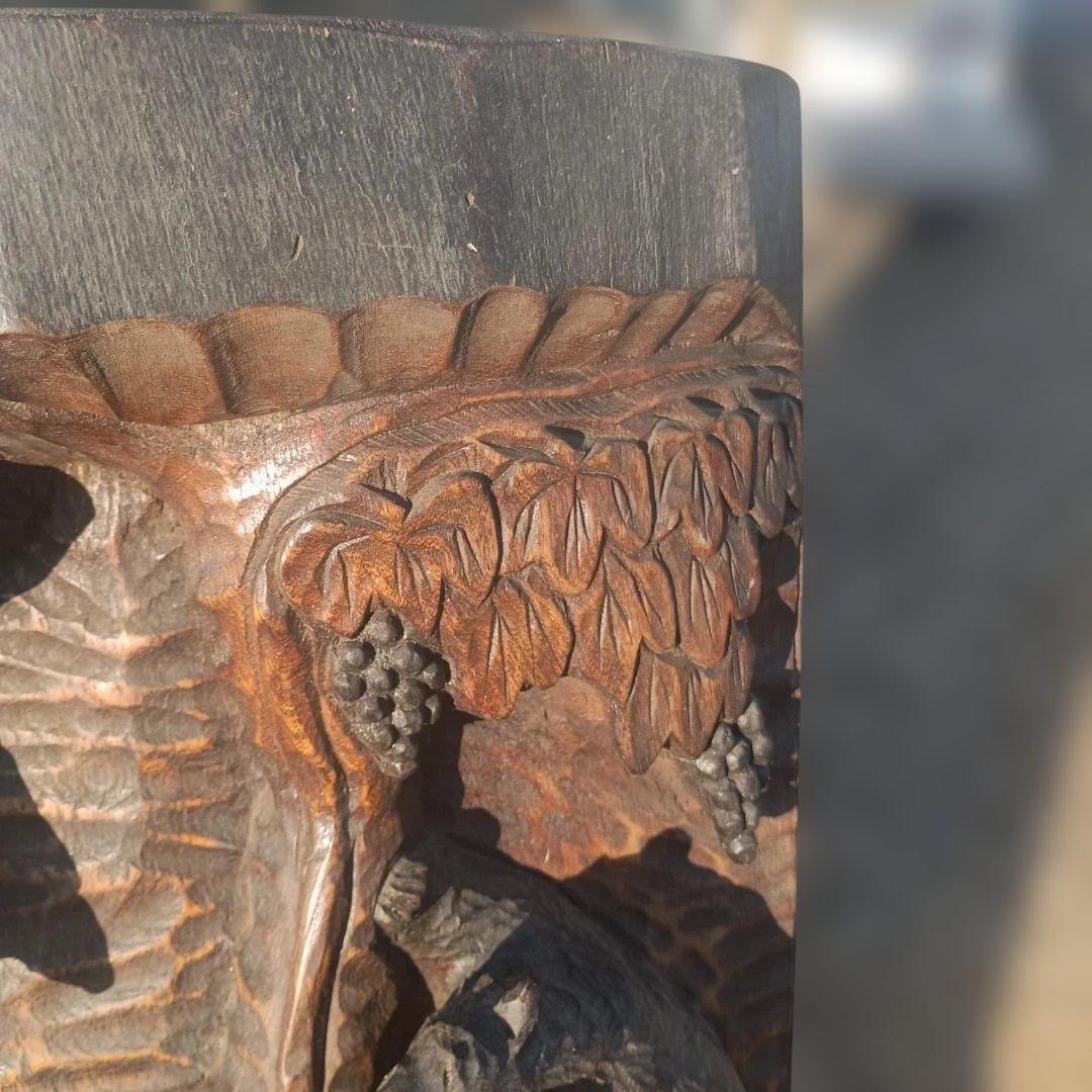 w*a様 ６０９２）木彫りの熊　丸太　天然木　壁掛け？