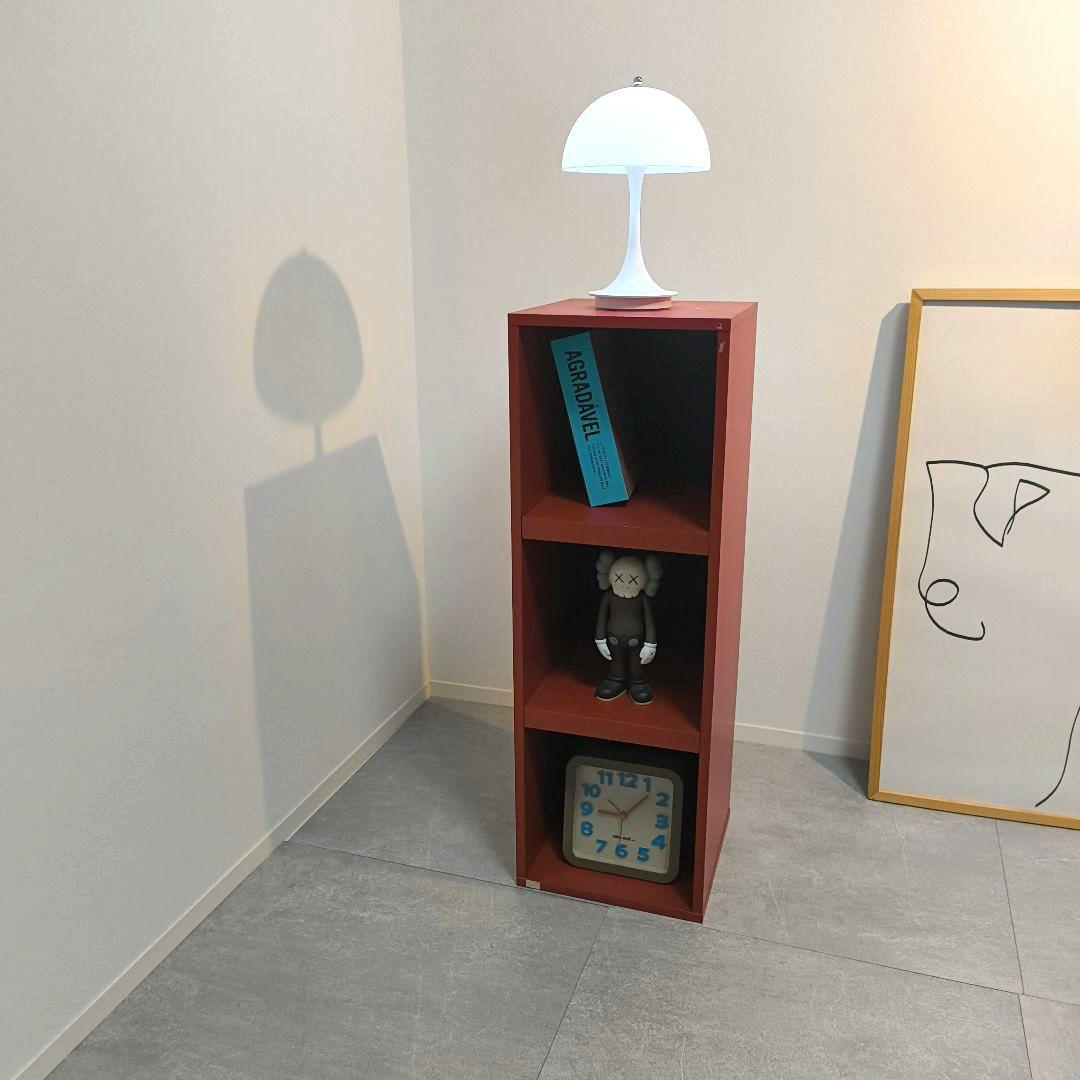 レトロポップ　木製　3段　赤　紺　ミッドセンチュリー　ミニ　バイカラー