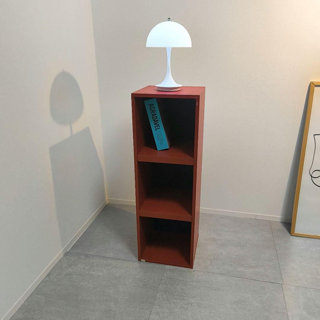 レトロポップ　木製　3段　赤　紺　ミッドセンチュリー　ミニ　バイカラー