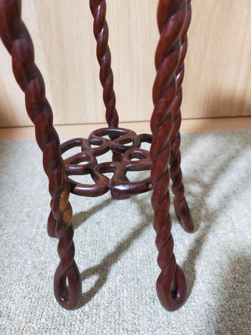 最終セール中❗中国伝統工芸美術　ミニ高卓捻り足花台　天然花梨材