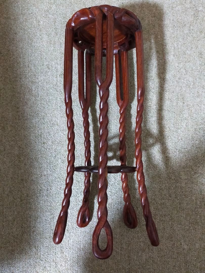 最終セール中❗中国伝統工芸美術　ミニ高卓捻り足花台　天然花梨材