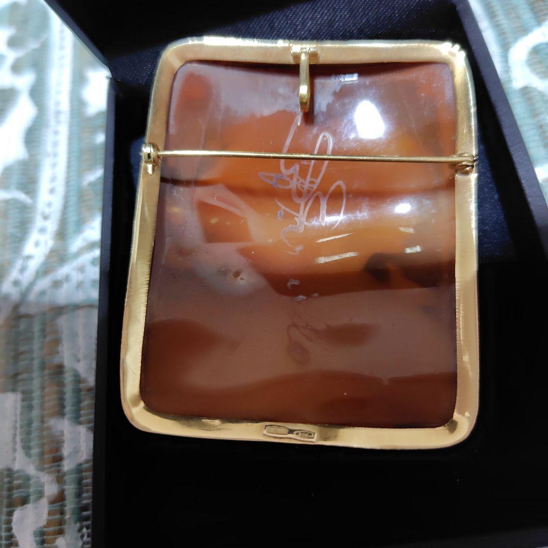 高級k18カメオ作家サイン入り　二人の女性の横顔