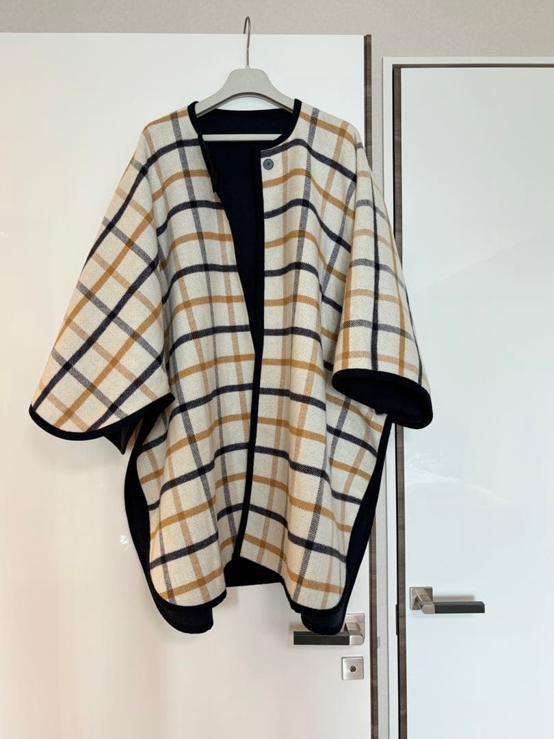 HERMES エルメス ポンチョ／ケープ チェック柄