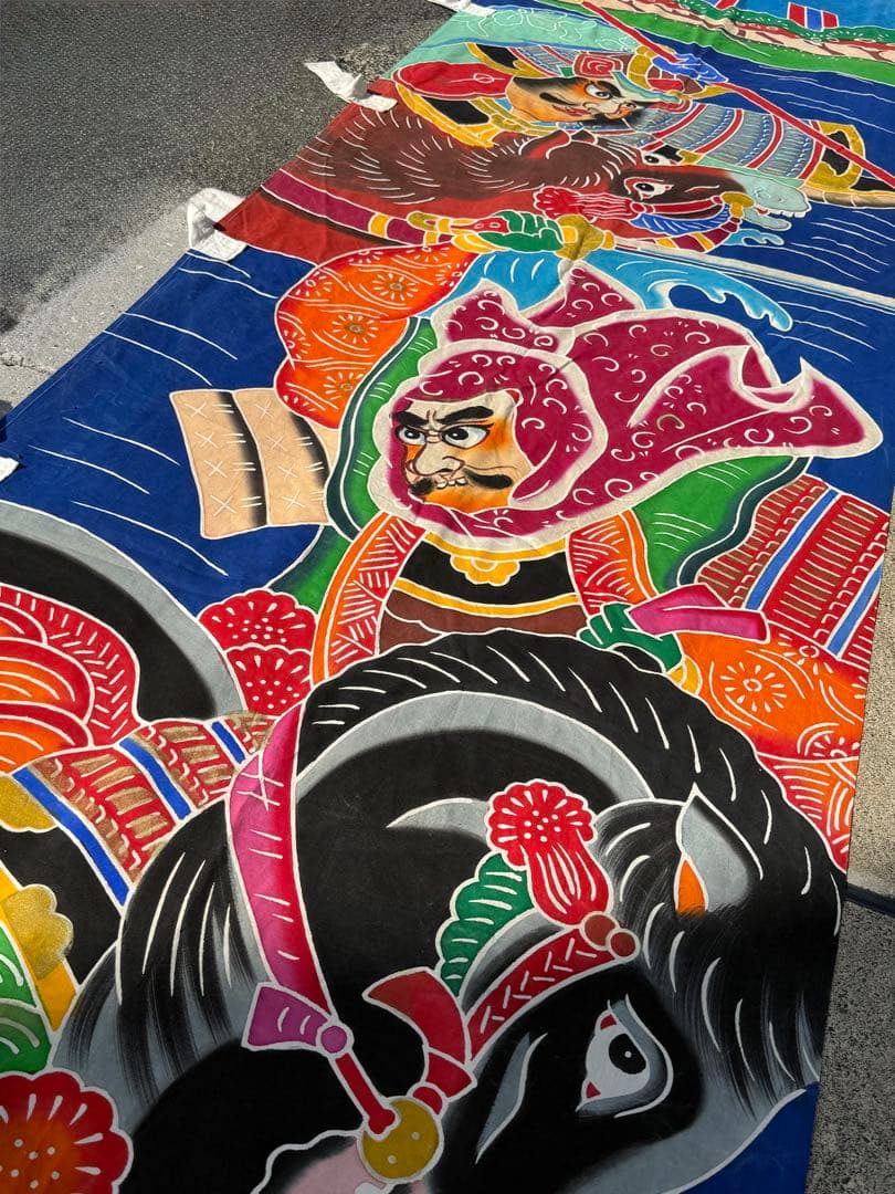 古布 木綿 武者絵 幟旗③全長8m90cm のぼり旗 リメイク素材 弁慶