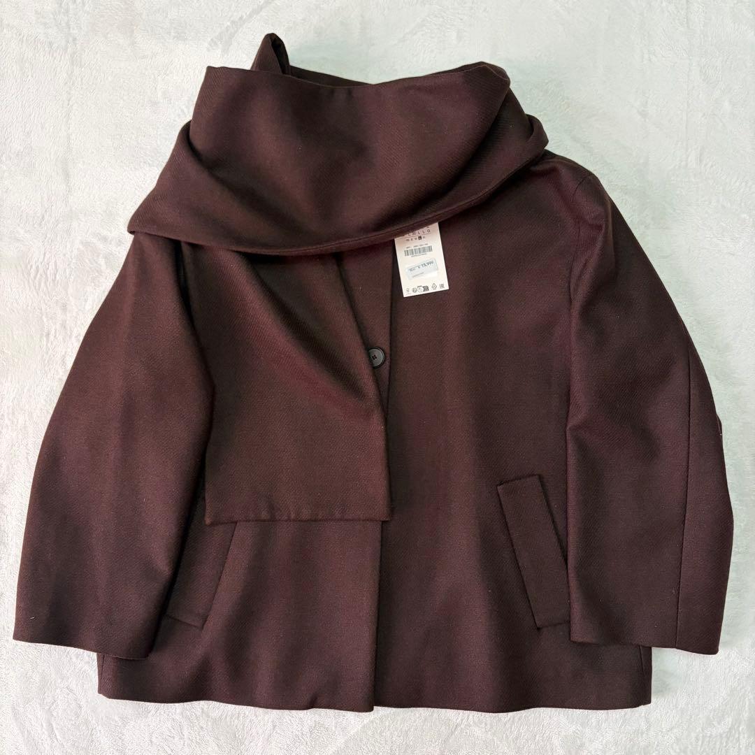 【新品】ZARAショートコート スカーフ ウール 2way レディース L完売品