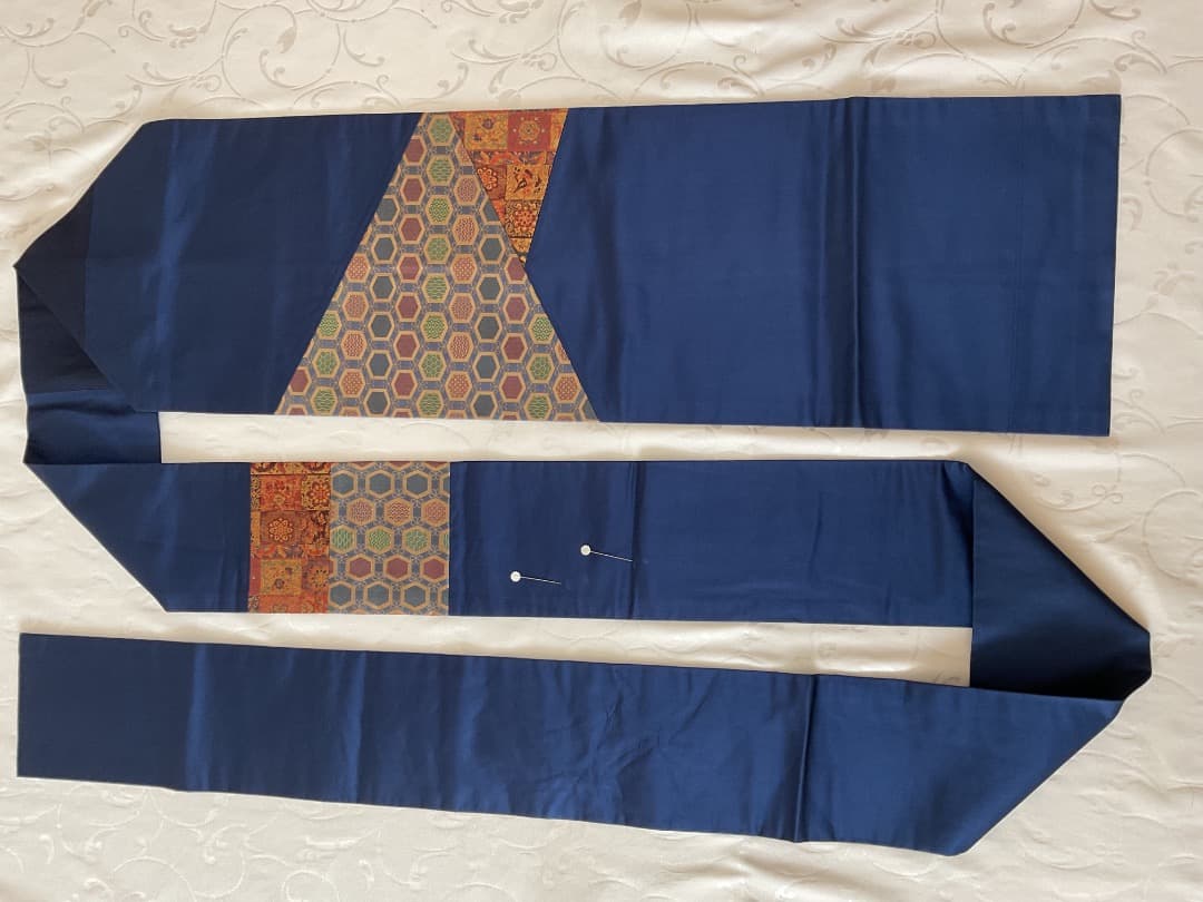 ぼかし染め　無地　着物　切り嵌め 名物裂　名古屋帯　帯締め　フルセット　正絹