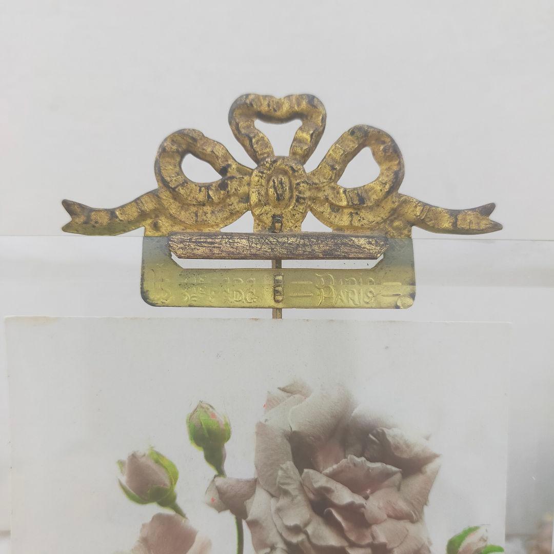 フランス ガラスのフォトフレーム リボン　アンティーク 　ヴィンテージ