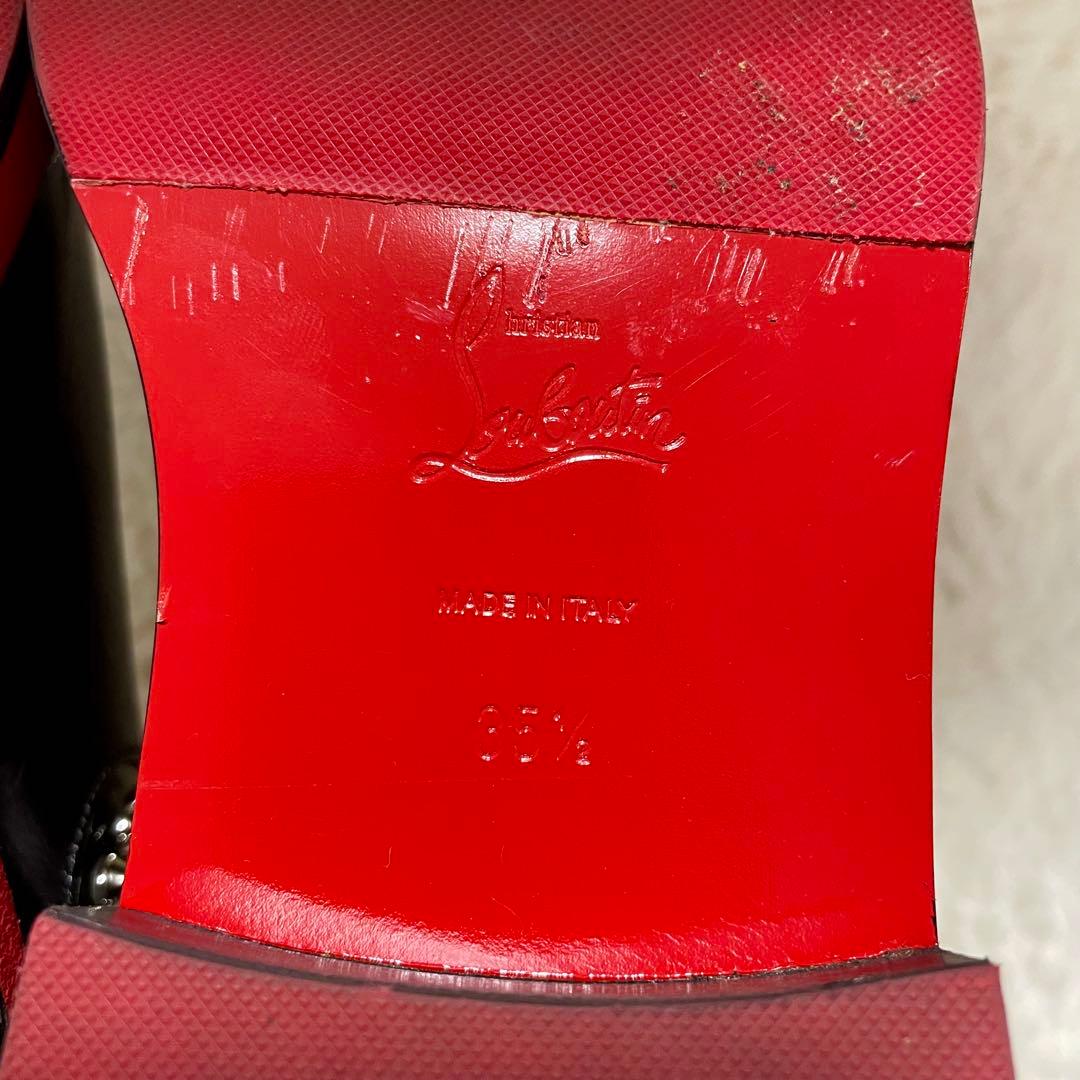 クリスチャンルブタン スタッズ レザー サイドゴアブーツ EU35.5