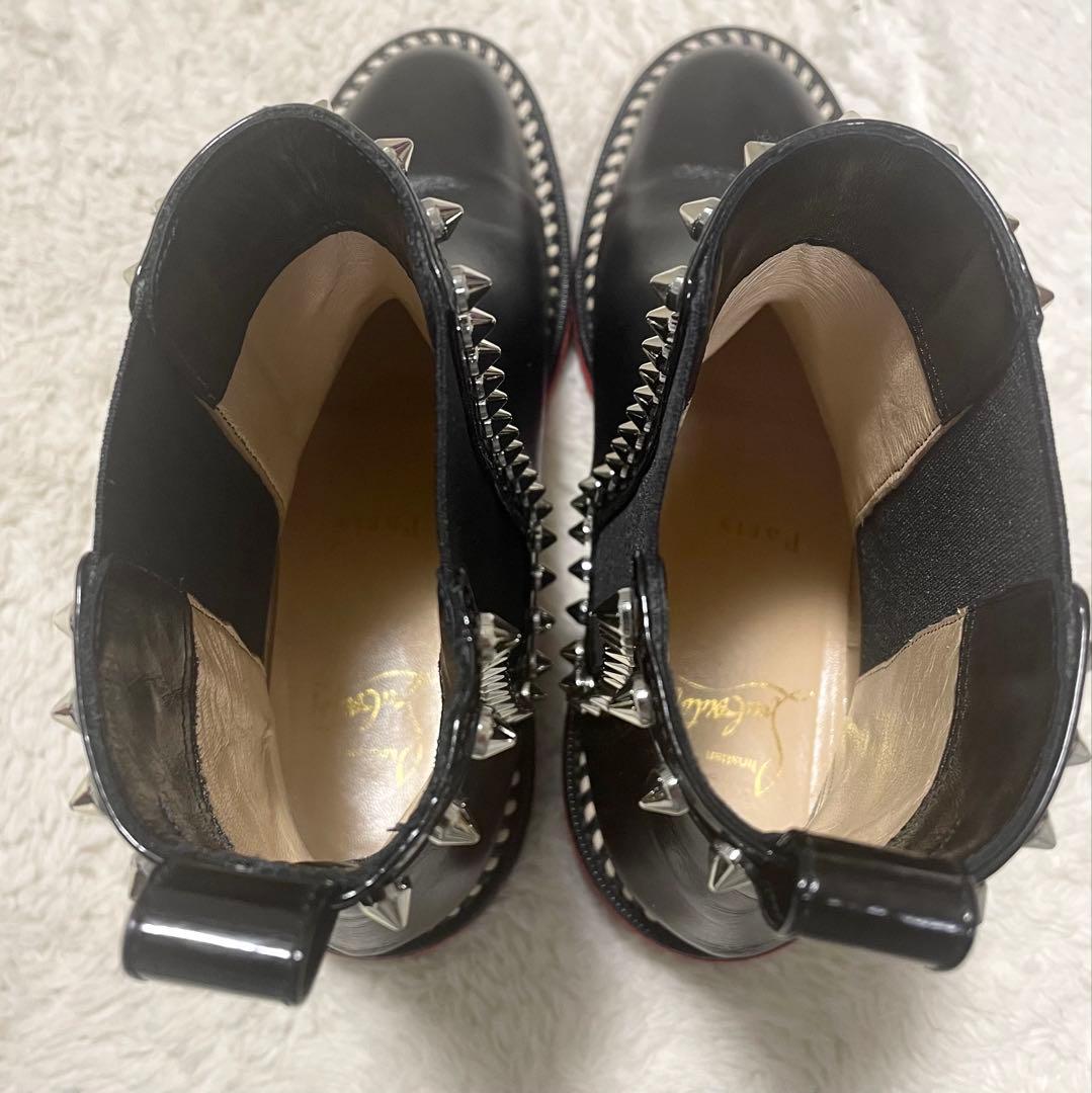 クリスチャンルブタン スタッズ レザー サイドゴアブーツ EU35.5