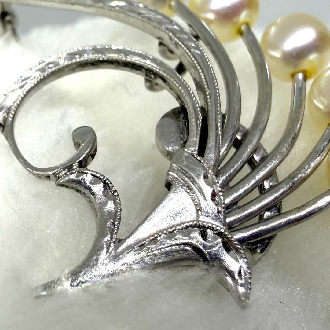 MIKIMOTO ミキモト あこや真珠 パール ブローチ 花モチーフ シルバー