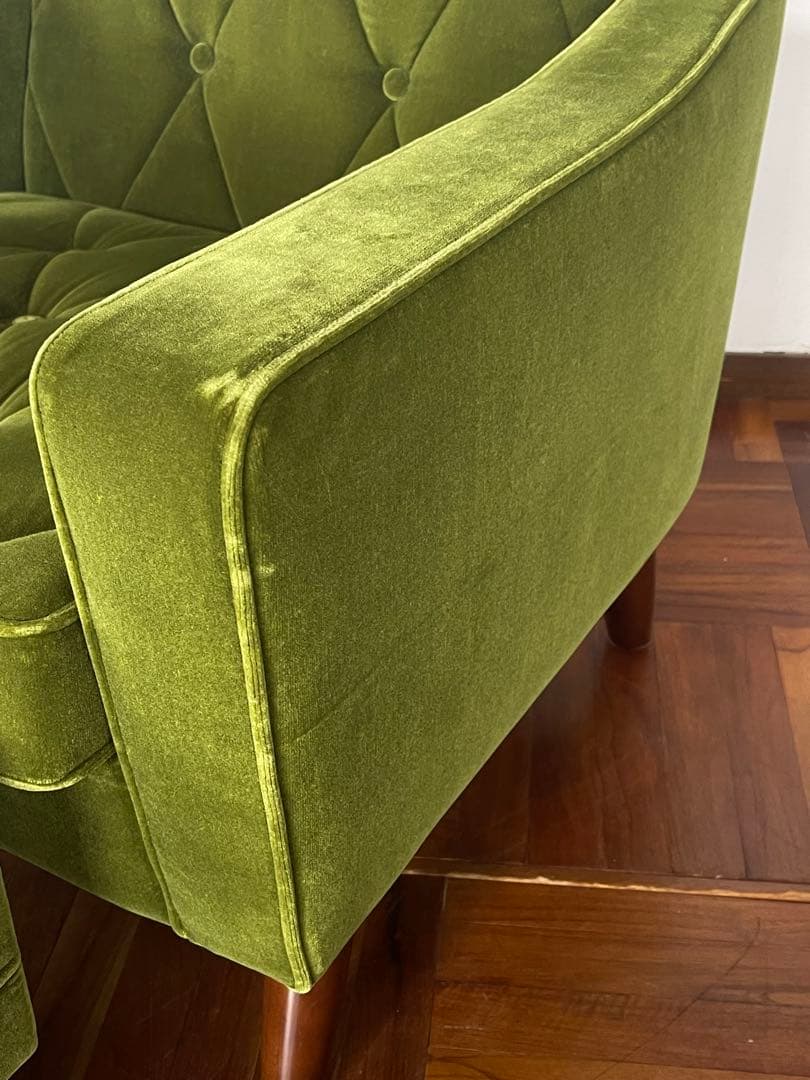 カリモク60 ロビーチェア オットマン セット モケットグリーン