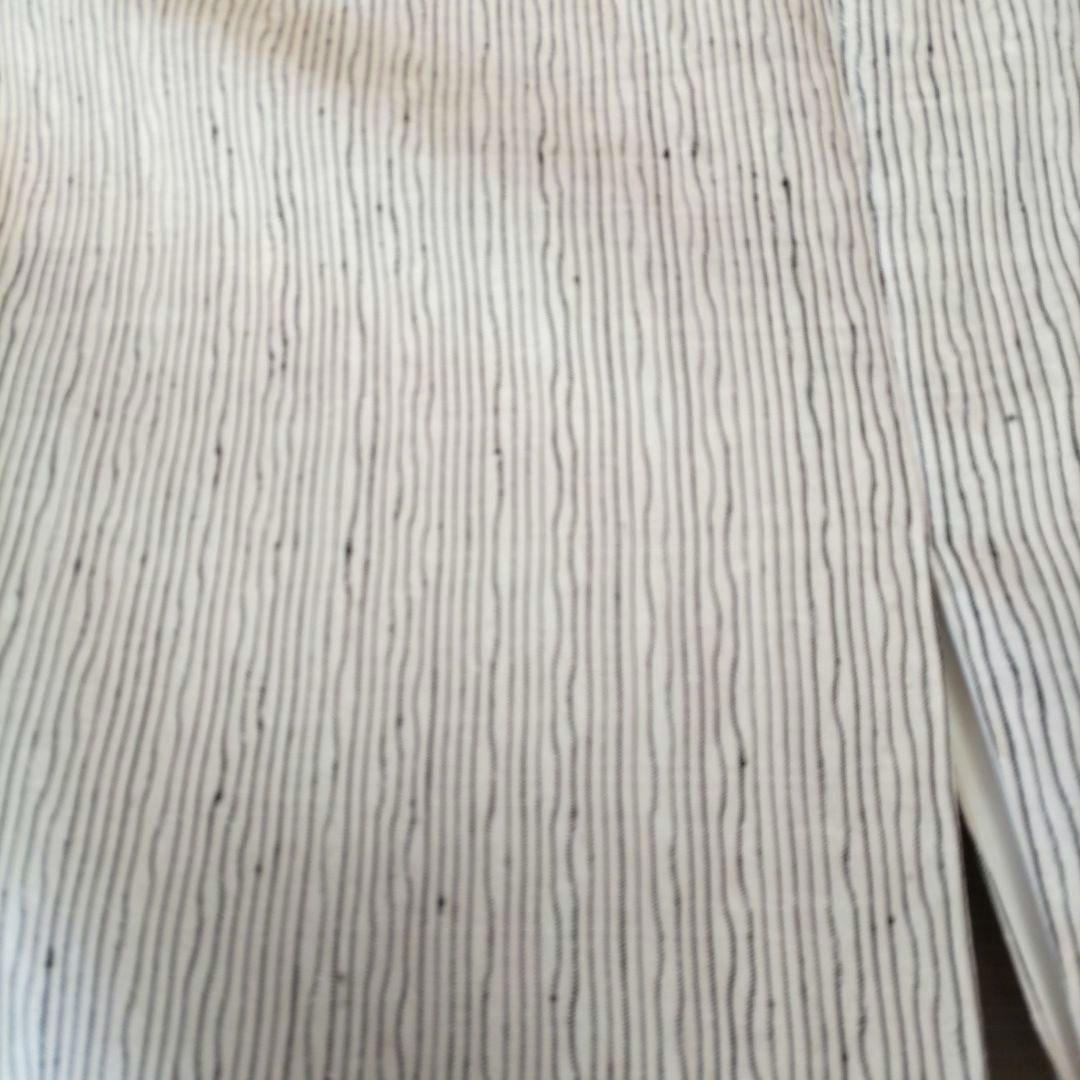 米沢新田正絹紬着物　よろけ縞紬着物　手引き真綿紬