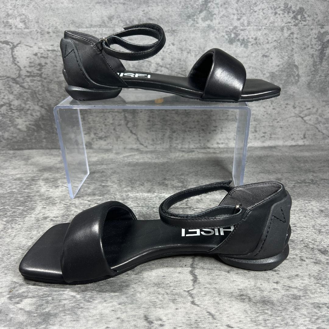 極美品【SHISEI】（36）パデッドサンダル アンクルストラップ ブラック