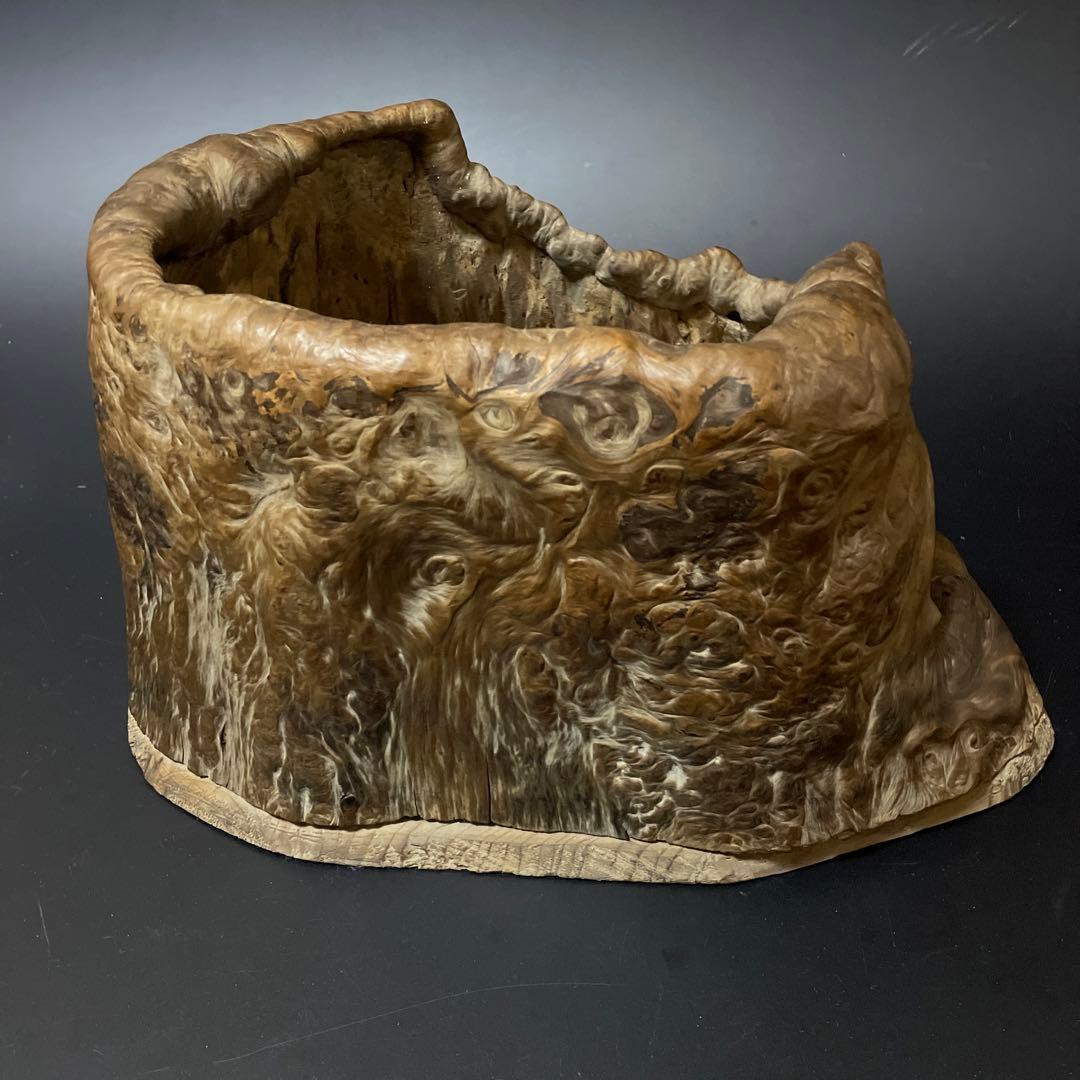 くり抜き盆火鉢　天然杢　2