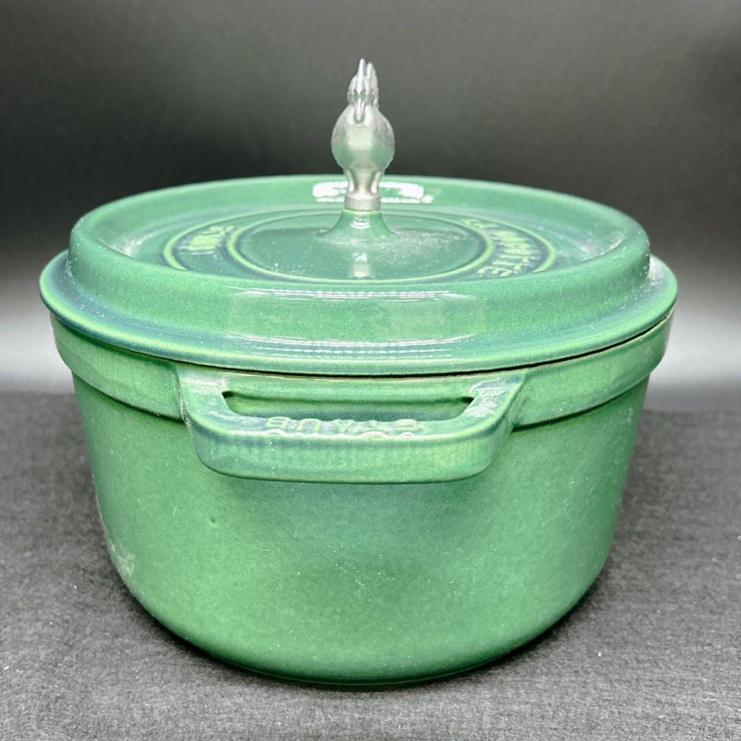 STAUB ストウブ ピコ・ココット オーバル 27cm グリーン　チキンノブ