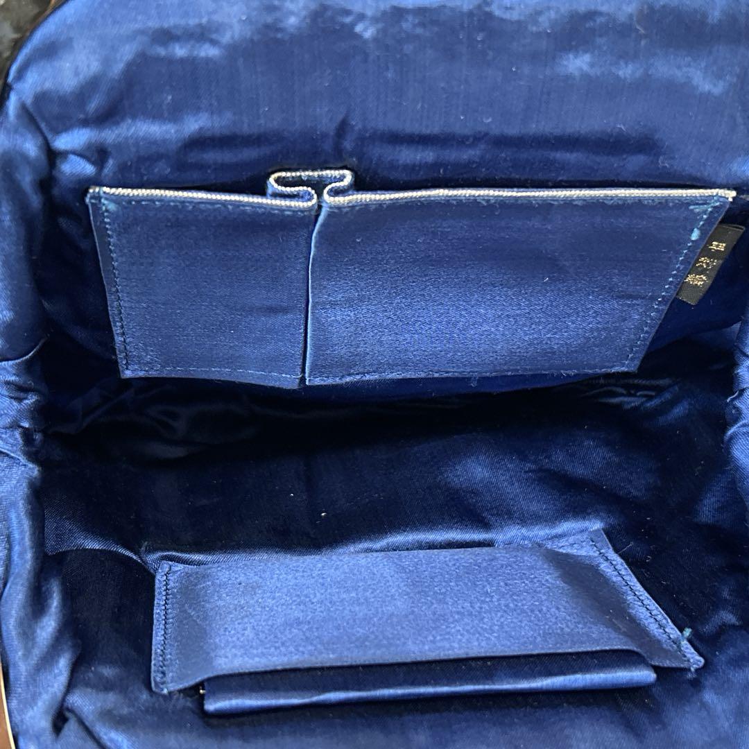 手刺繍 総ビーズバッグ 花柄 ワンハンドル がま口 和装バッグ ハンドメイド