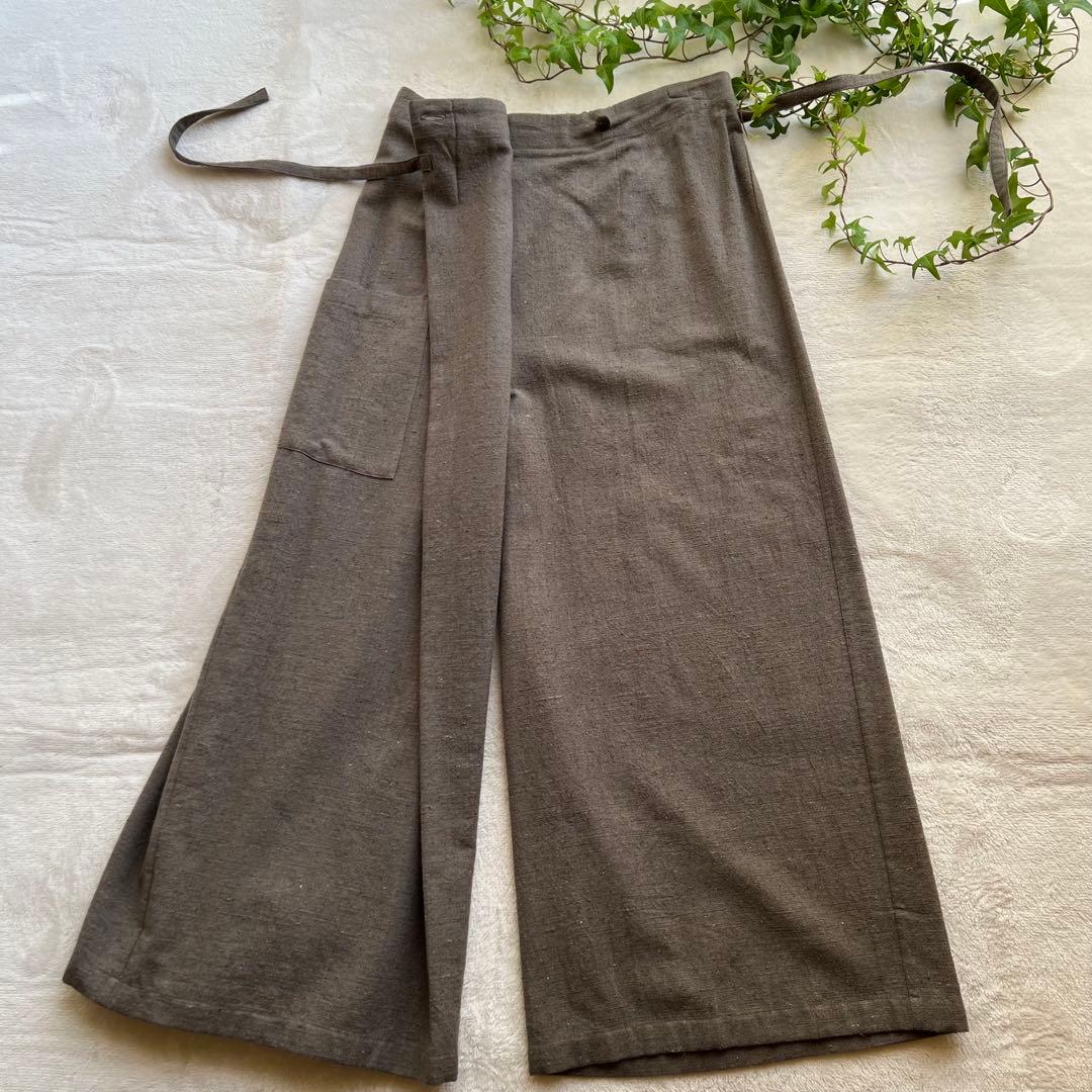 糸糸糸 MAKI TEXTILE STUDIO コットン シルク混ワイドパンツ